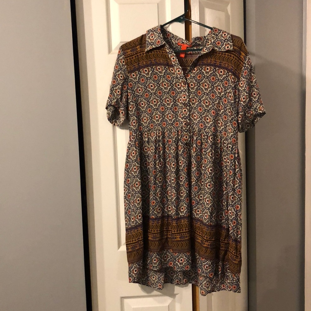 Patterned, button up dress